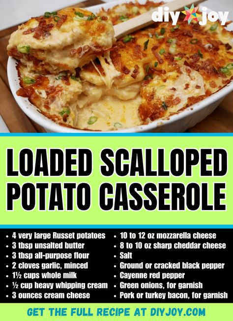 Loaded Scalloped Potato Casserole, Scallop Potato Casserole, Loaded Scalloped Potatoes, Scallop Potatoes, Scalloped Potato Casserole, Scalloped Potato, Potatoe Casserole Recipes, Scalloped Potatoes, Russet Potatoes