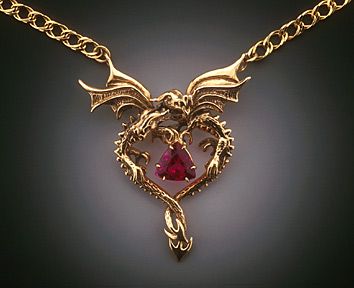 Dragon heart necklace in gold with a trillion cut Rubellite Unique Ear Cuffs, Dragon Ear Cuffs, California Jewelry, Dragon Heart, Silver Gold Jewelry, Gold Pendant Jewelry, Gold Dragon, Indian Jewelry Sets, Magical Jewelry