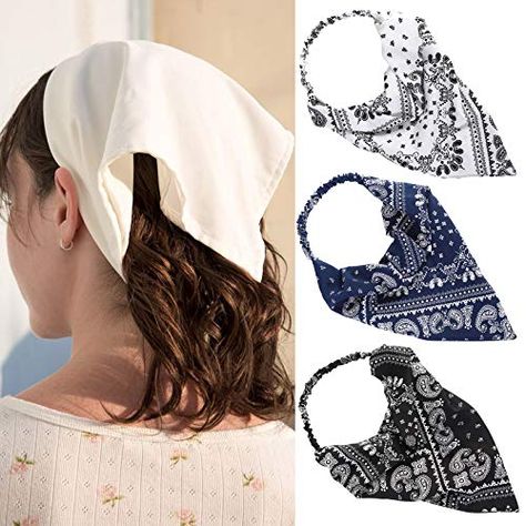 Head Handkerchief, Fabric Headbands Diy, Boho Feather Headband, Kerchief Headband, Hair Bandanas, Head Kerchief, Kerchief Hair, Triangle Head, Sewing Headbands