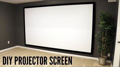 How to Build and Hang a Projector Screen- This great video sent to us by one of our satisfied customers. Thank you to DIYwithRIck! #diyhometheater Projector Screen Wall Design, Hanging Projector Screen, Projector Wall Ideas Living Room, Home Projector Screen, Projector Screen Ideas, Diy Projector Screen, Homemade Projector, Diy Projection Screen, Diy Movie Screen