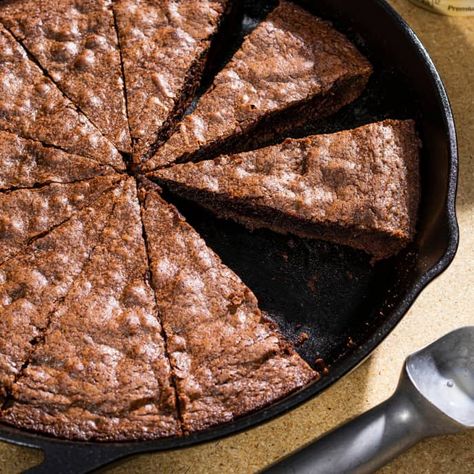 Cast Iron Brownie | Cook's Country Skillet Brownie, Cooks Country, Cooks Country Recipes, Donut Toppings, Caramel Chocolate Bar, Cookie Toppings, Caramel Tart, Country Recipes, Skillet Recipes