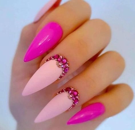 Bright Pink Nails, Her Nails, Summer Acrylic Nails, Nails Inc, Bling Nails, Fancy Nails, Nail Polishes, Best Acrylic Nails, Long Acrylic Nails