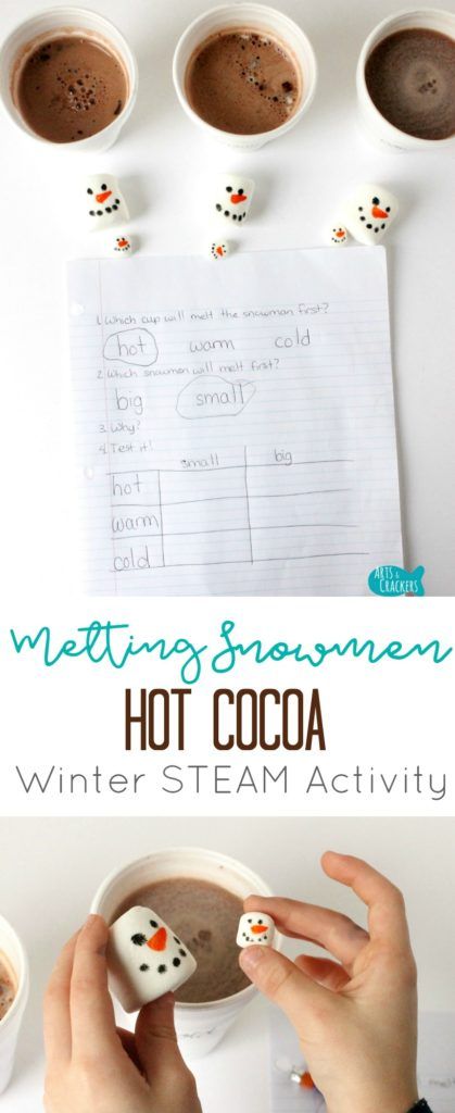 Teach science with this Melting Snowman Activity, an edible science experiment with hot cocoa and marshmallows | STEAM | Snowmen | Snowman | Winter Science | Science Experiment | Science for Kids | Melting Snowman | Marshmallow Snowman | Hot Cocoa Science | Melting Experiment | Chemistry for Kids | Winter STEAM | STEM for Kids | Kids Activities | Homeschool | Science Experiment | Edible Science Snowman Activity, Edible Science, Homeschool Science Experiments, Science Experiments Kids Elementary, Experiment Science, Winter Science Experiments, Chemistry For Kids, Melting Snowman, Winter Science