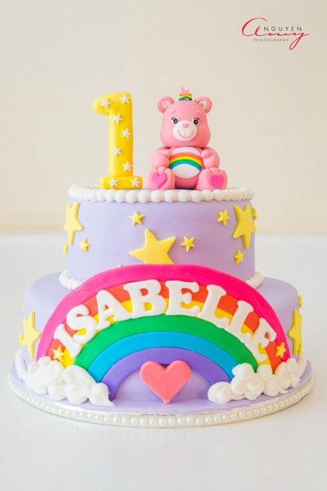 Care Bear Smash Cake Ideas, Carebear 1st Birthday Cake, Care Bears Birthday Party Cake, Carebear Birthday Cake, Care Bears 1st Birthday Party, Carebears Birthday Theme, Care Bear Cupcakes, Carebear Theme Party, Care Bears Cake Ideas