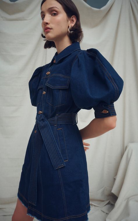 Denim Dress Outfit, Belted Denim Dress, Denim Ideas, Denim Wear, Denim Mini Dress, Moda Vintage, Denim Design, Denim Mini, Denim Outfit