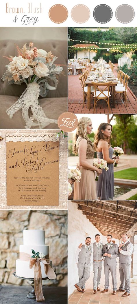 brown,taupe and grey rustic  fall wedding colors Rustic Fall Wedding Colors, Rustic Color Palettes, Fall Color Schemes, Best Wedding Colors, Rustic Fall Wedding, Wedding Color Inspiration, Lace Wedding Invitations, Rustic Colors, Theme Color