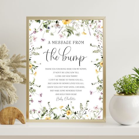 Wildflower Sign, Message From The Bump, Mommy Loves You, The Bump, Baby Shower Signs, Office Max, Baby Signs, Sign Templates, Floral Baby