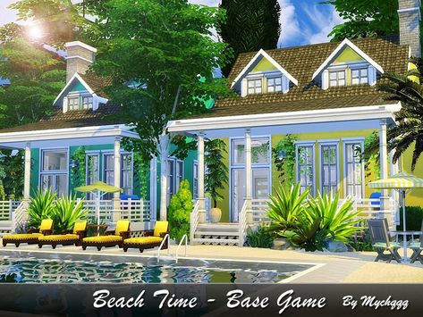 Lot: 30x30  Found in TSR Category 'Sims 4 Residential Lots' Sims 4 Beach House Base Game, Sims 4 Community Lots Base Game, Sims 4 Beach House, The Sims 4 Lots, The Sims 4 Download, Seaside Resort, Sims Community, Sims 4 Houses, Sims 4 Build