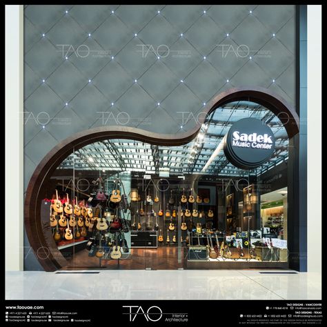 Music Store Interior, Principle Of Art, Music Store Design, Disco Bar, The Dubai Mall, Cafe Exterior, Retail Facade, Retail Architecture, Retail Interior Design