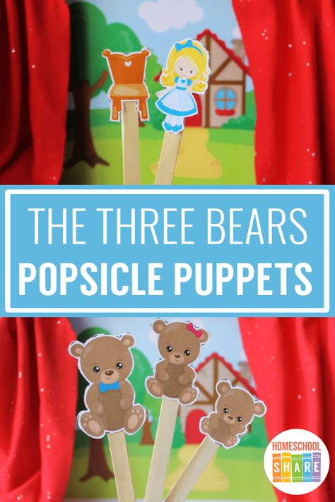 Red Riding Hood Preschool, Red Riding Hood Puppets, Little Red Riding Hood Activities, Fairytale Crafts, Three Bears Activities, Bear Puppet, Puppet Template, Bears Preschool, Fairy Tales Preschool