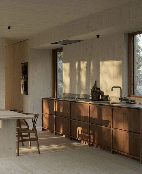 Timber Home, Nordic Kitchen, Minimal Kitchen, Arch Interior, Japandi Interior, Swedish House, Japanese Kitchen, Timber House, Japanese Interior