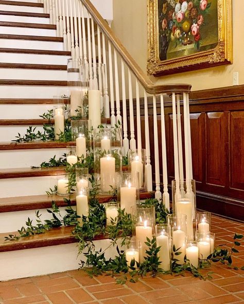 Truly Haute Candles on Instagram: “Who’s having fun rescheduling their entire year 🥴 Our hearts really go out to all of the brides who have planned their dream day for…” Candle Staircase, Wedding Stairs, Candle Table Decorations, Candle Wedding Decor, Decor Candles, Dream Day, Large Candles, Having Fun, Go Out