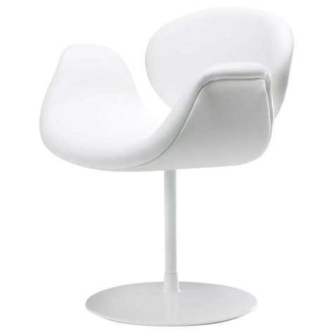 Artifort Tulip Midi Armchair in White with Disc Base by Pierre Paulin Modern Chair Fabric, Pedestal Chair, Neoclassical Furniture, Iconic Armchairs, Tulip Armchair, Modern Swivel Chair, Tulip Chair, Pierre Paulin, Modern Armchair