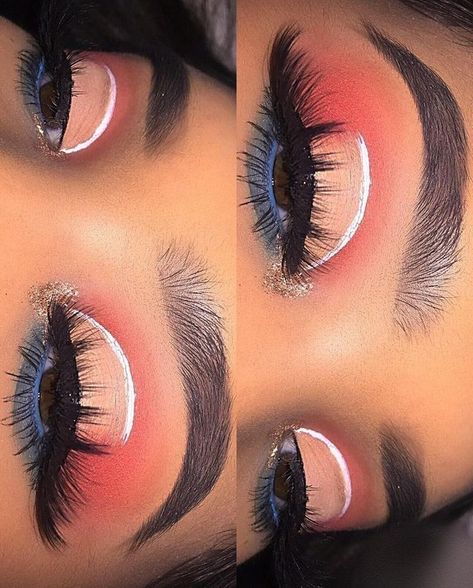 #makeup #orange #red #white #eyemakeup Makeup Looks Everyday, Dramatic Wedding Makeup, Pale Skin Makeup, Birthday Makeup Looks, Glitter Makeup Looks, Makeup Books, Summer Makeup Looks, Brown Skin Makeup, Fall Makeup Looks