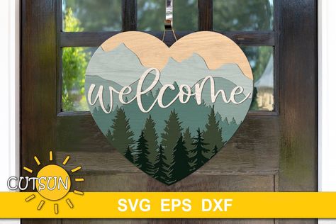 Heart Door Hanger, Door Hanger Svg, Round Door Hanger, Camping Svg, Hanger Design, Round Door, Nautical Design, Wood Hearts, Door Ideas