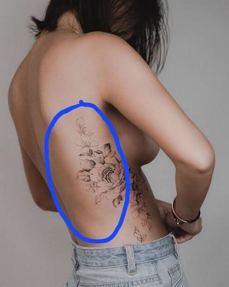 Torso Tattoo Placement, Tattoo Placement Ribs Side, Rib Tattoo Placement, Unique Tattoo Placement, Butterfly Tattoo Back, Feminine Tattoo Placement, Rib Tattoo Placements, Side Body Tattoo, Armpit Tattoo