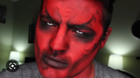 Demon Face Paint, Face Paint For Men, Halloween Makeup Ideas For Men, Makeup Ideas For Men, Scary Halloween Makeup Ideas, Scary Halloween Makeup, Halloween Face Paint, Demon Face, Demon Makeup