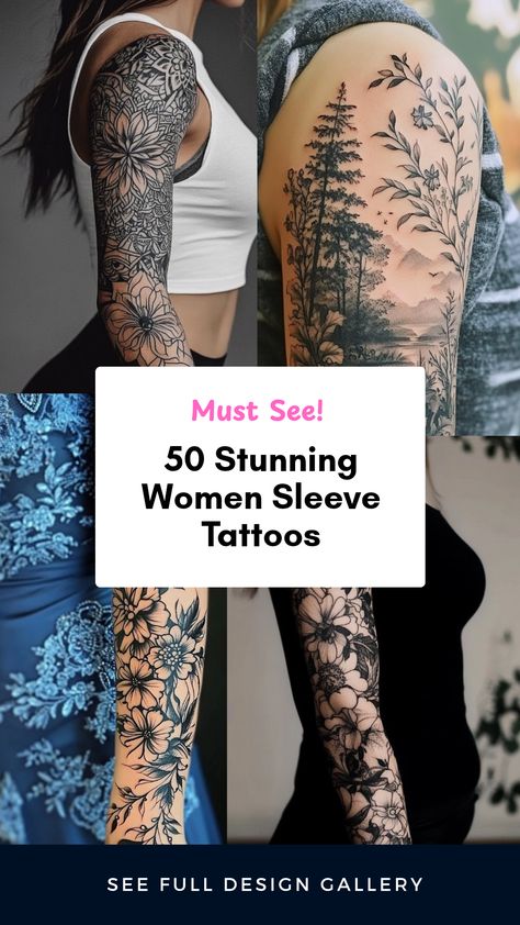 Discover 50 stunning women sleeve tattoos showcasing individuality and creative tattoo designs. This pin features beautiful artwork that inspires unique body art and includes 4 captivating images. Sleeve Tattoos Small Pieces, Mother Mary Sleeve Tattoo, Non Floral Tattoo Sleeve, Female Strength Tattoo Sleeve, Designing A Sleeve Tattoo, Lower Sleeve Tattoos For Women Black, Full Upper Arm Tattoos For Women, Line Tattoo Sleeve Woman, Sleeve Around Existing Tattoo