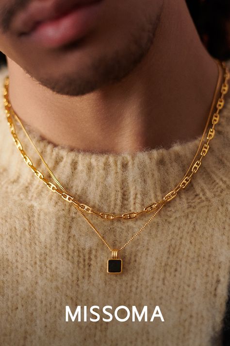 Mens Necklace Fashion, Mens Accessories Necklace, Mens Chains, Gold Pendants For Men, Rings In Silver, Gold Necklace For Men, Cool Rings For Men, Everyday Necklaces, Jewelry Product Shots