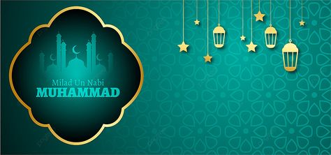 Milad Un Nabi Mubarak, Mosque Silhouette, Milad Un Nabi, Eid Milad, Gold Lanterns, Arabic Pattern, Banner Background, Birthday Stickers, Image Frame