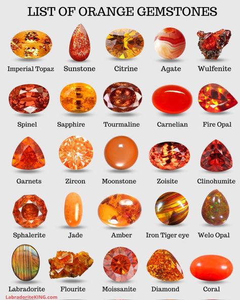 Gemstones Meaning, Orange Gemstones, Gemstone Colours, Fashion Show Themes, Gemstones Chart, Fancy Accessories, Types Of Crystals, Orange Crystals, Crystal Therapy