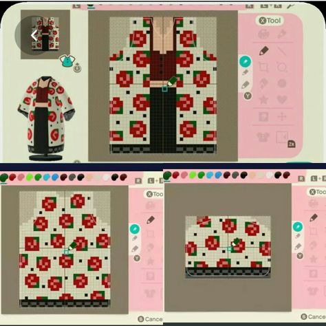 Acnh Outfit Designs Grid, Acnh Pixel Patterns Clothes, Animal Crossing Phone Case Design Grid, Acnh Dress Pixel, Animal Crossing Outfits Design Grid, Acnh Clothes Pattern Grid, Alakazam Pokemon, Animale Crossing, Acnh Outfits