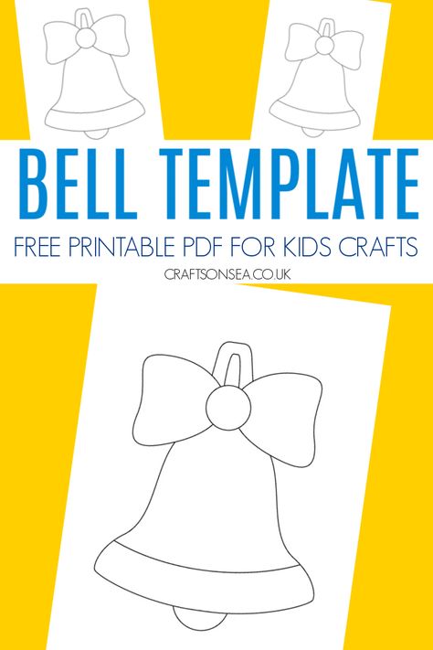 Bell Template (Free Template) Bell Crafts Preschool, Christmas Bell Template Free Printable, Candy Cane Template Free Printable, Bell Template, Jingle Bell Crafts, Christmas Ornament Template, Craft Bells, Christmas Units, Ornament Template