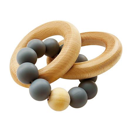 The wooden teething rattle is the perfect teething toy. With two wooden rings and soft silicone beads, it suits the preference of babies who like something a bit harder to teethe on, and those who like something a bit softer. When the wooden rings are clinked together, they make a sound that is sure to delight your little one! teether toy is made from food grade silicone with no heavy metals, lead or phthalates. bpa free. soft silicone is gentle on baby's gums and eases the pain of teething. Available in gray, marble, green or pink with all natural beech wood.Included: 1 Teether(s)Measurements: 3 Depth/Inches, 5 Length/Inches, 3 Width/InchesWeight (lb.): 0.25 LbBase Material: 50% Wood, 50% SiliconCare: Hand WashCertifications And Listings: Meets Cpsia RequirementsCountry of Origin: Importe Wood Teethers, Baby Gums, Teether Toys, Gray Marble, Teething Toys, Heavy Metals, Wooden Rings, Trading Company, Silicone Beads