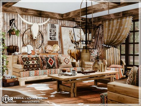 Sims 4 Boho Living Room Cc, Living Room Sims 4, Cozy Christmas Living Room, Sims 4 Kitchen, Sims 4 Bedroom, Electronic Art, Sims Resource, Favorite Things List, Sims 4