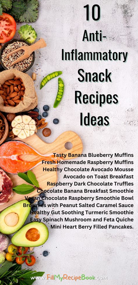 10 Anti Inflammatory Snack Recipes Ideas - Fill My Recipe Book Antiinflammatory Breakfasts, Antiinflammatory Meals Breakfast, Inflamation Diet, Chocolate Raspberry Smoothie, Raspberry Smoothie Bowl, Inflammatory Meals, Inflammation Diet Recipes, Inflammation Foods, Inflammation Recipes