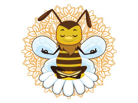 Meditating bee by Agnes Szigyarto Yoga Background, Yoga Vector, Bumble Bee Craft, Honey Bee Tattoo, Bee Quotes, Yoga Stickers, Bee Printables, Bee Drawing, Bee Pictures