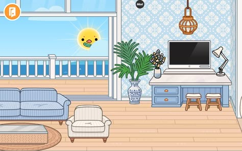 Toca Boca Room Ideas Blue House, Toca Boca Room Ideas Coastal Villa, Costal Villa Toca Boca, Adopt Me Small House Ideas, Bad Room Ideas, Bad Room, Blue Vibes, Free House Design, Creative School Project Ideas