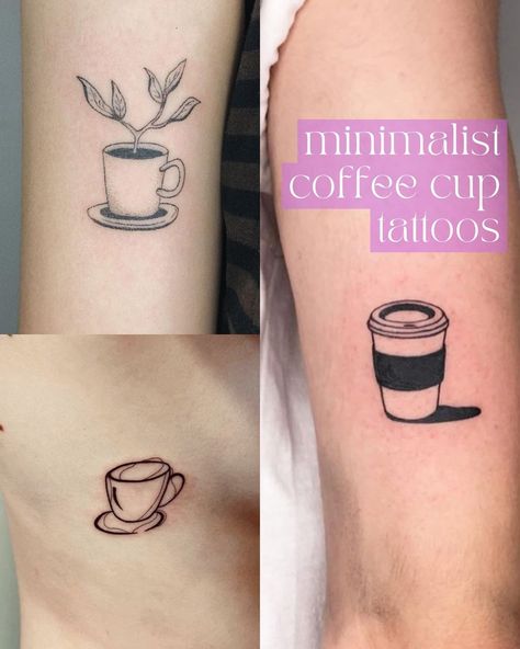 43 Coffee Cup Tattoo Designs For Women - Tattoo Glee Coffee Tattoos For Women, To Go Coffee Cup Tattoo, Fineline Coffee Tattoo, Coffee Tattoos Small, Small Coffee Tattoo, Coffee Cup Tattoo Small, Cup Of Coffee Tattoo, Espresso Tattoo, Starbucks Tattoo