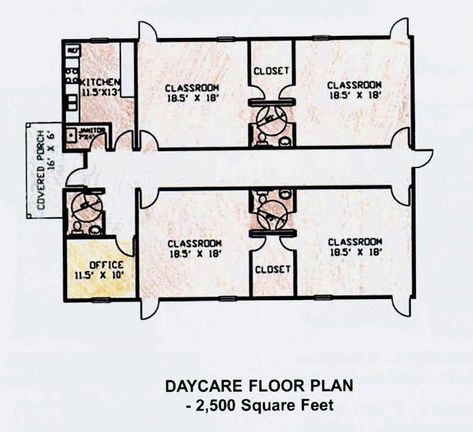 Daycare Layout Floor Plans, Daycare Building Plans, Daycare Center Layout, Daycare Floor Plans, Daycare Layout, Classroom Floor Plan, Daycare Business Plan, Daycare Rooms, Daycare Facility