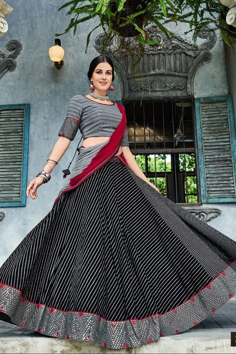 Grey Chaniya Choli, Chania Choli, Ghaghra Choli, Choli Dress, Simple Lehenga, Lehenga Dupatta, Navratri Dress, Cotton Lehenga, Indian Lehenga Choli