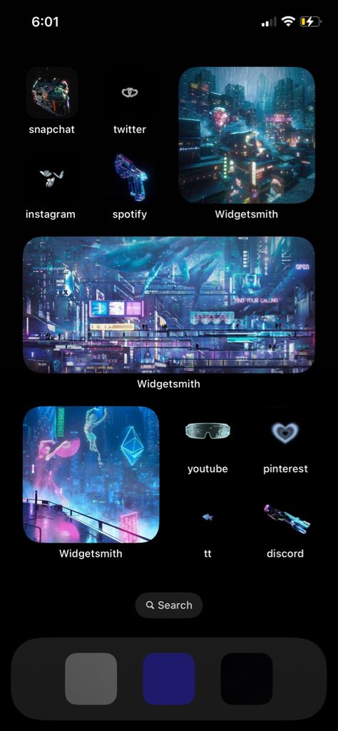 Ios 16 Homescreen Wallpaper, Cyberpunk Lockscreen, Cyberpunk Homescreen, Arcane Iphone Layout, Cyberpunk Phone Theme, Cyberpunk Iphone Layout, Futuristic Ios Icons, Aesthetic Ios 16, Ios 16 Homescreen