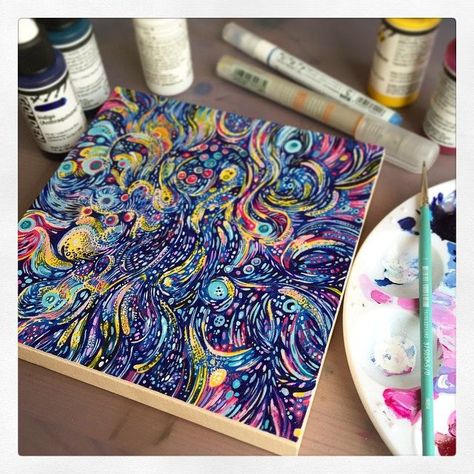 Playing with Golden High Flow Acrylics on wood panel. Jungle Painting, Best Drink, 2022 Art, Bright Art, Intuitive Art, Unique Drawings, Painting Inspo, Acrylic Painting Techniques, Quilling Art