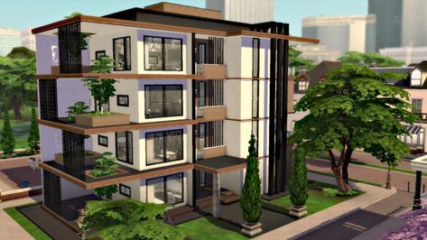 Giuliabuilds :) — Hello everyone, Giuliabuilds here! Here’s another... Sims Apartment Exterior, Apartment Sims 4 Ideas, Sims Appartement Building, Sims Build Base Game, Bloxburg Apartment Complex Ideas, Sims 4 Houses Apartments, Sims Houses Base Game, Sims 4 Modern Apartment Building, The Sims 4 Building Ideas Base Game