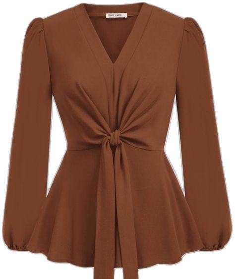 Brown Colour Outfit For Women, Cooperate Tops For Women, Theatrical Romantic Outfit, Feminine Business Casual, Peplum Tops For Women, Tops For Women Stylish, Cute Blouses For Women, Blouse Peplum, Classy Blouses