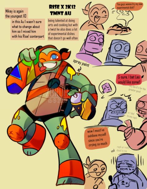 Mikey Tmnt Inspired Outfits, Spider Oc Design Monster, Tmnt Multiverse, 2012 Mikey, Gamer Rage, Tmnt Au, Mikey Tmnt, Tmnt Mikey, Tmnt Comics