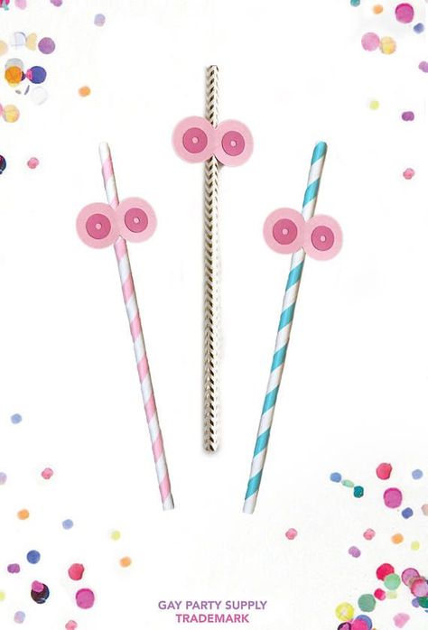 Lesbian Decor, Mastectomy Party, Bachelorette Party Decor, Fun Straws, Bachelorette Bachelor Party, Bachelorette Ideas, Party Straws, Lingerie Party, Bachelorette Trip