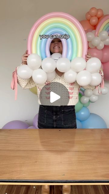 Here’s a tutorial on how to make balloon rainbows 🌈✨ check out our ‘Rainbow Kit’ to recreate this entire garland at home 💖 ... | Instagram Rainbow Birthday Party Balloons, Rainbow From Balloons, Balloon Decor At Home, Diy Rainbow Decorations Birthday, Rainbow Balloon Arch Tutorial, Long Balloons Decoration, How To Make A Rainbow Balloon Arch, Rainbow Balloon Centerpiece, First Birthday Decoration Ideas At Home