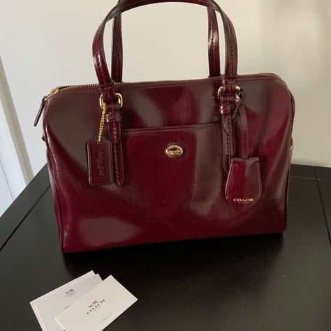 Good Quality Real Leather Never Worn It Comes With A Dust Bag Classy Purses, Burgundy Purse, Handbags For School, Oxblood Leather, Aesthetic Bags, Woman Bag, Red Purses, Bags Coach, Pretty Bags