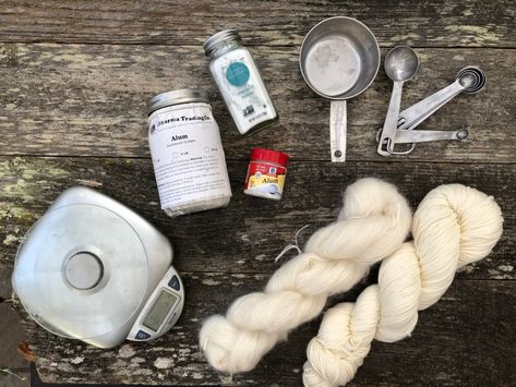 How To Mordant: Alum – Myra Made Color Mordant For Natural Dye, Dye Projects, Wool Spinning, Salt Bath, Eco Dyeing, Plant Crafts, Animal Hide, Natural Dyeing, Stainless Steel Pot