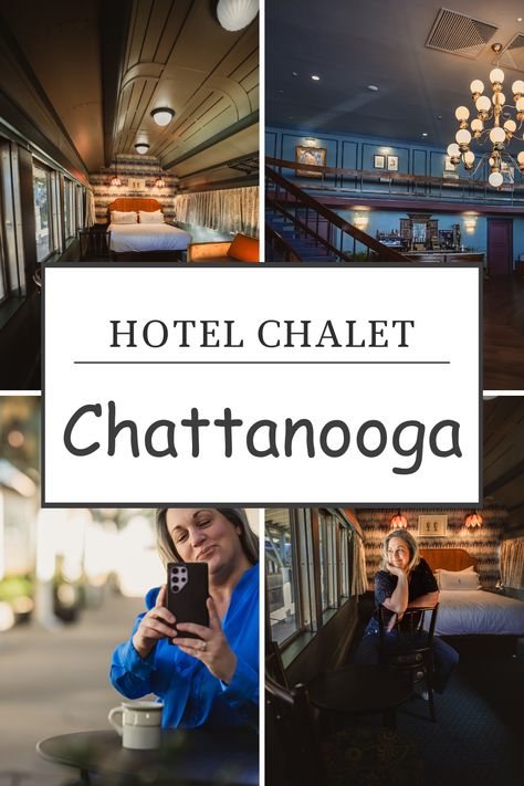 Hotel Chalet Chattanooga Boutique Train Carriages – With Chattanooga’s growing popularity finding the best place to stay is becoming more challenging.  For those tourists looking for a truly unique Chattanooga experience, today’s post is for you.   As a local Chattanooga travel blogger, I know all the places to stay in Chattanooga!     Welcome to my local review of the downtown Hotel Chalet at The Choo Choo where authentic travel is found.  #chattanooga #Tennessee #HotelChalet #Chattanoogahotels Hotel Chalet Chattanooga, Weekend In Chattanooga, Where To Stay In Chattanooga Tennessee, Lookout Mountain Chattanooga, Nashville Travel Guide, Chattanooga Choo Choo, Nashville Travel, Train Carriage, Downtown Chattanooga