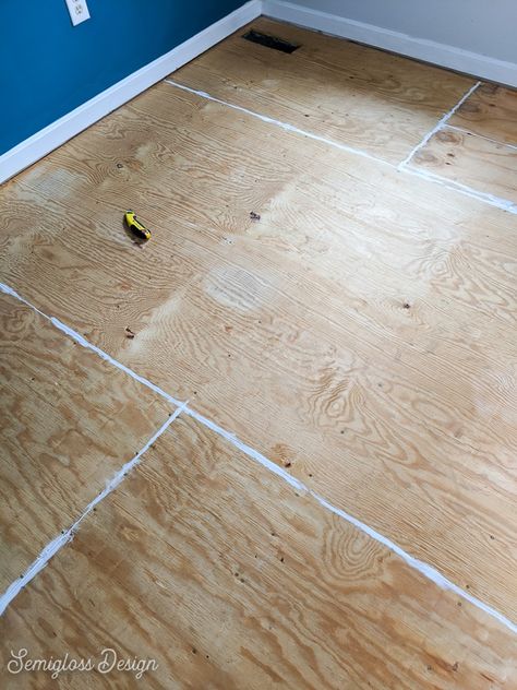 How to Paint a Plywood Floor: The Easy Way - Semigloss Design Stained Plywood Floors, Plywood Flooring Diy, Painted Osb, Painting Plywood, Painted Plywood Floors, Percentages Math, Stained Plywood, Pallet Deck Diy, Plywood Floors