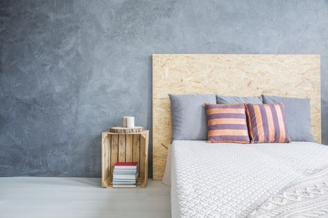 Creative Ways to Make Headboards for Your Bed | Brit + Co Bedroom Alternative, Crate Side Table, How To Make Headboard, Birthday Room Decorations, Diy Side Table, Outdoor Folding Chairs, Side Tables Bedroom, Grey Bedroom, Wood Beds