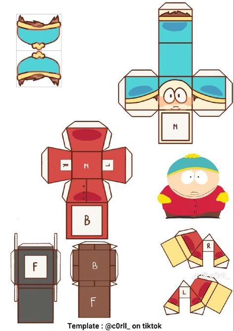 Paper Cube, Dora Funny, Origami Patterns, Paper Toys Template, Eric Cartman, South Park Funny, South Park Characters, Paper Doll Template, South Park Fanart