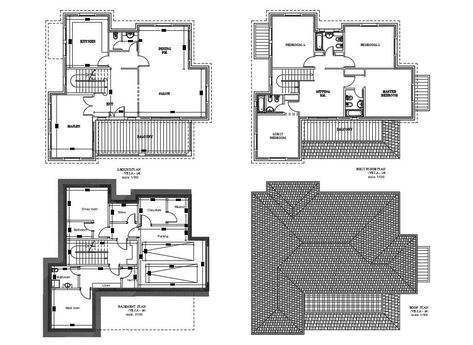 The file has the 2D Autocad model of Basement Plan, Ground floor plan, first floor plan and roof of villa. Download the Autocad 2D DWG file. - Cadbull Basement Parking, First Floor Plan, Basement Plans, Maids Room, Kitchen Dinning Room, Drawing Block, Ground Floor Plan, Life Tips, Kitchen Flooring