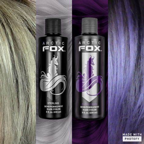 Hey beauties!  We're mixing two Arctic Fox dyes for a unique silvery purple color!  Check out the video! #beautyvlogger #youtuber #jennodonnell #joonsby #heybeauties #pa #pennsylvania #purplehaze #sterling #hair #diy Arctic Fox Silver Hair Dye, Arctic Fox Sterling And Purple Rain, Arctic Fox Sterling Mixes, Arctic Fox Sterling, Arctic Fox Dye, Silver Purple Hair, Boxed Hair Color, Fox Hair Dye, Hair Color Swatches